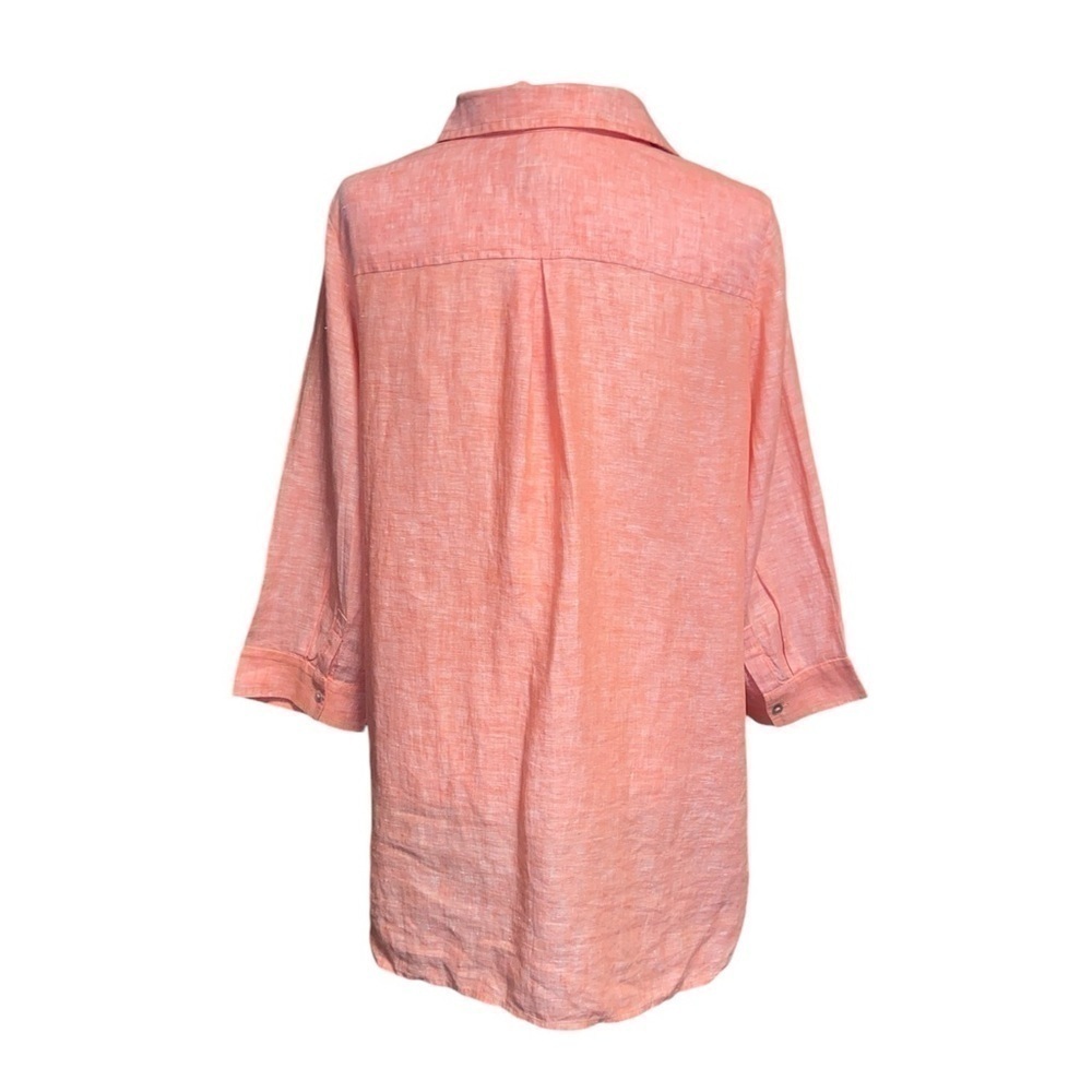 Chicos Linen 2/4 sleeve shirt in Coral | Sz 1/M - Picture 3 of 7
